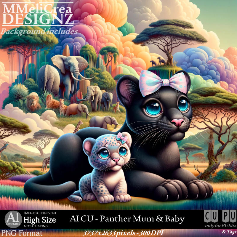 AI - CU Panther Mum & Baby (CU4PU/PNG)